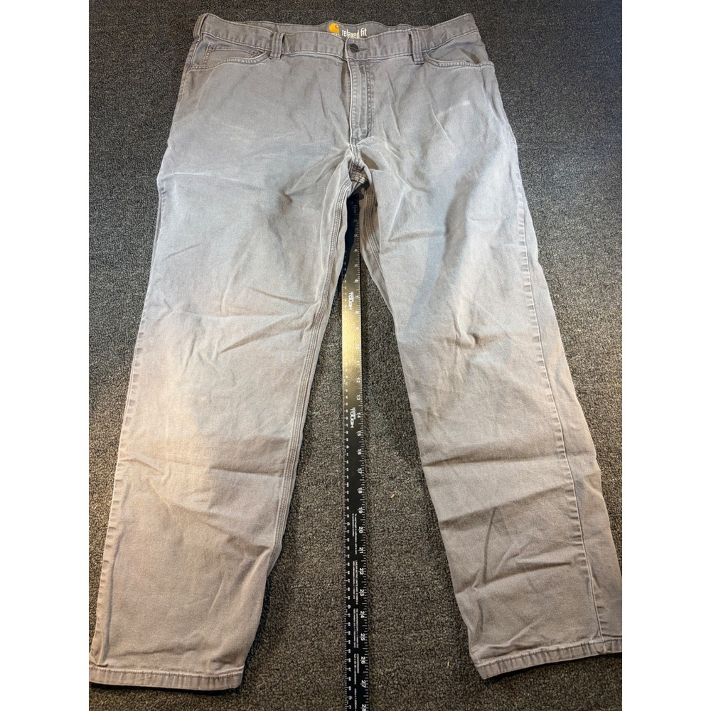 Carhartt Mens Relaxed Fit Gray Canvas Work Pants Carpenter Trousers 40x32 - Picture 4 of 9